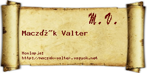Maczák Valter névjegykártya